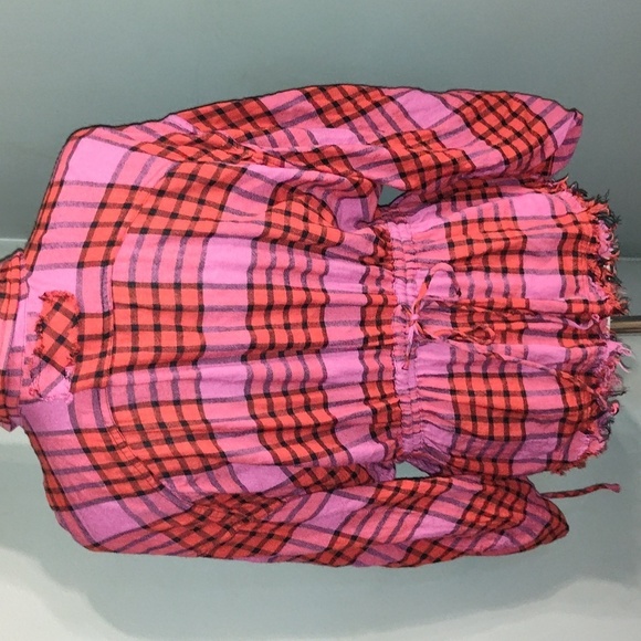 Free People Pacific Dawn Drawstring Plaid Shirt size medium with raw him - Picture 2 of 8